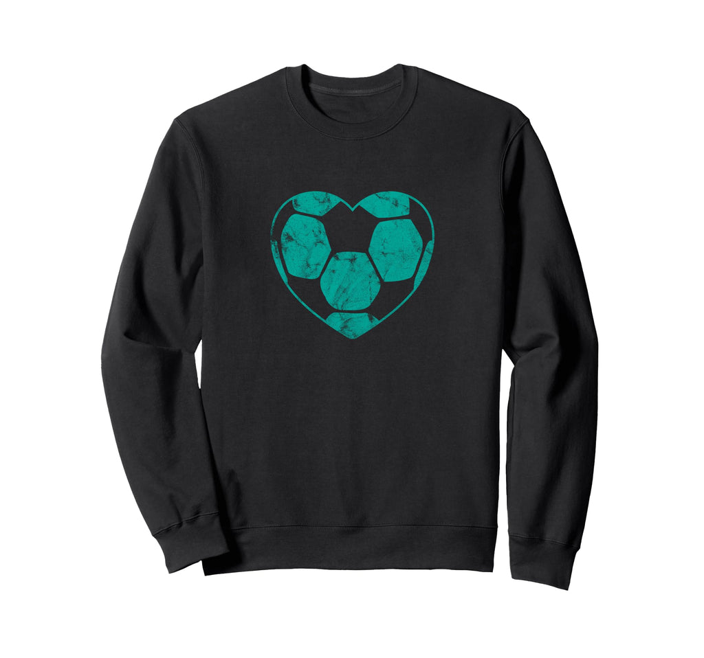 Soccer Ball Teal Heart Mom Fan Sweatshirt - Minimalist Print for Adults