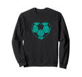 Soccer Ball Teal Heart Mom Fan Sweatshirt - Minimalist Print for Adults