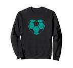 Soccer Ball Teal Heart Mom Fan Sweatshirt - Minimalist Print for Adults