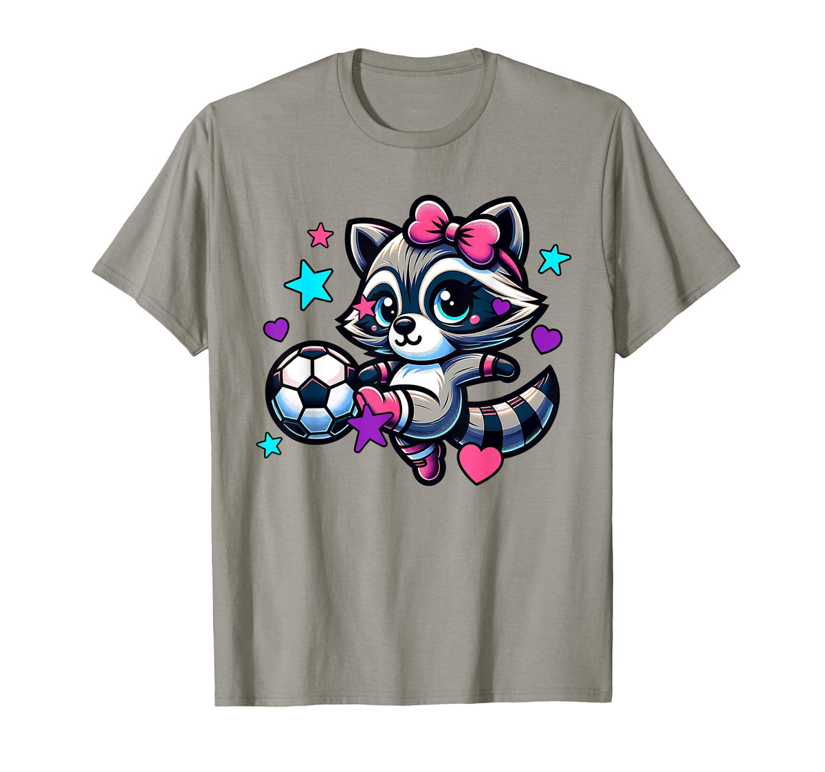 Soccer Raccoon Coquette Bow Trendy And T-Shirt - Unique Graphic Unisex