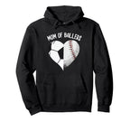 Mom Ballers Soccer Baseball Mama Heart Hoodie - Novelty Apparel Men Women