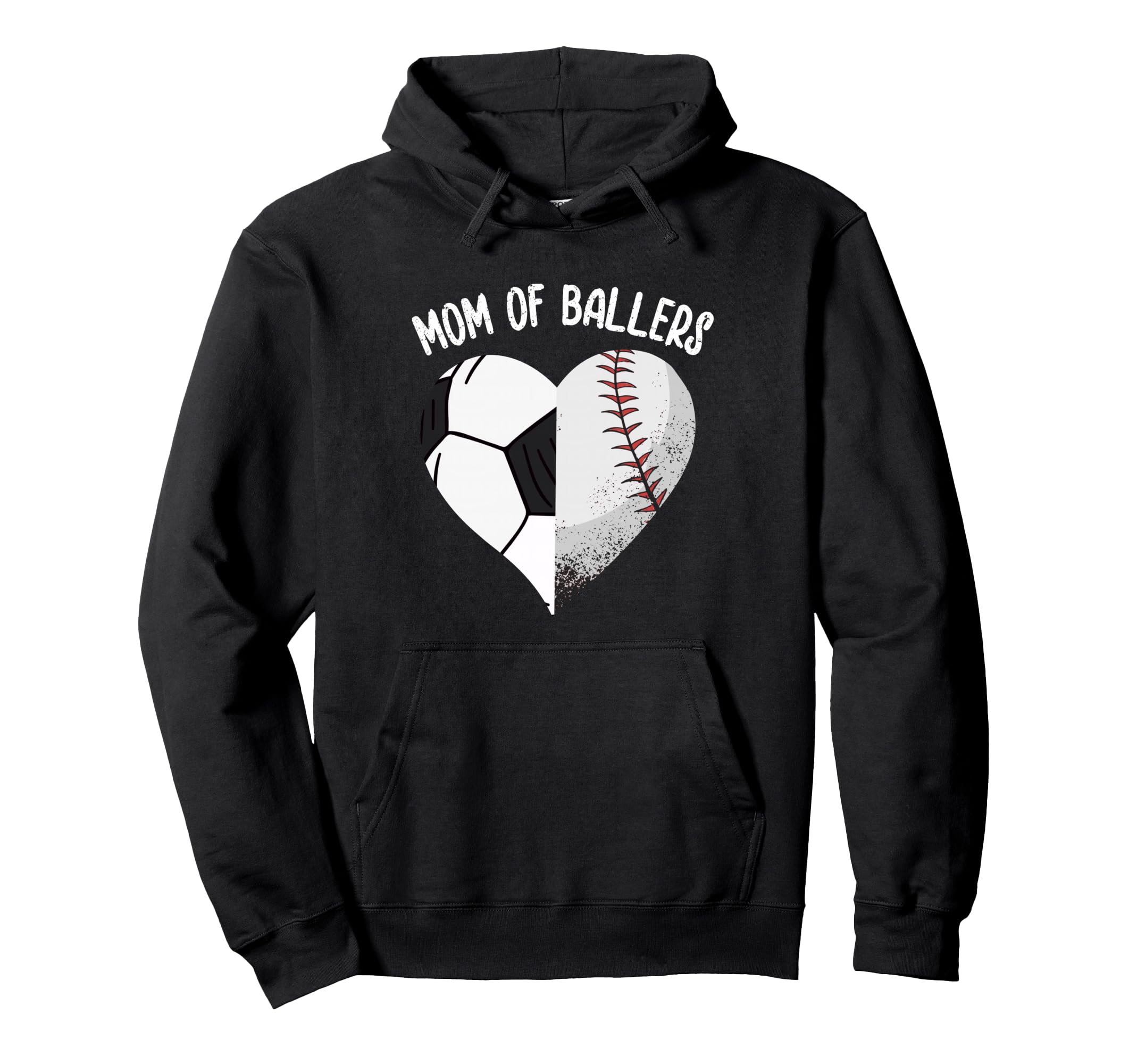 Mom Ballers Soccer Baseball Mama Heart Hoodie - Novelty Apparel Men Women