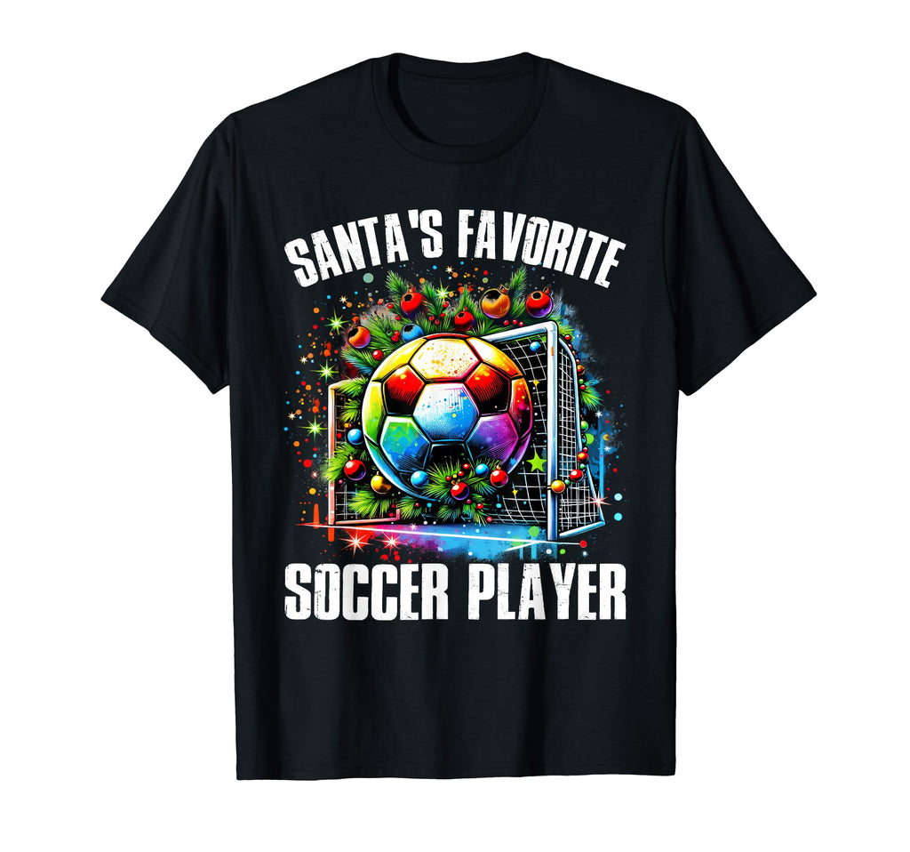 Santas Favorite Soccer Player T-Shirt - Novelty Apparel for Adults