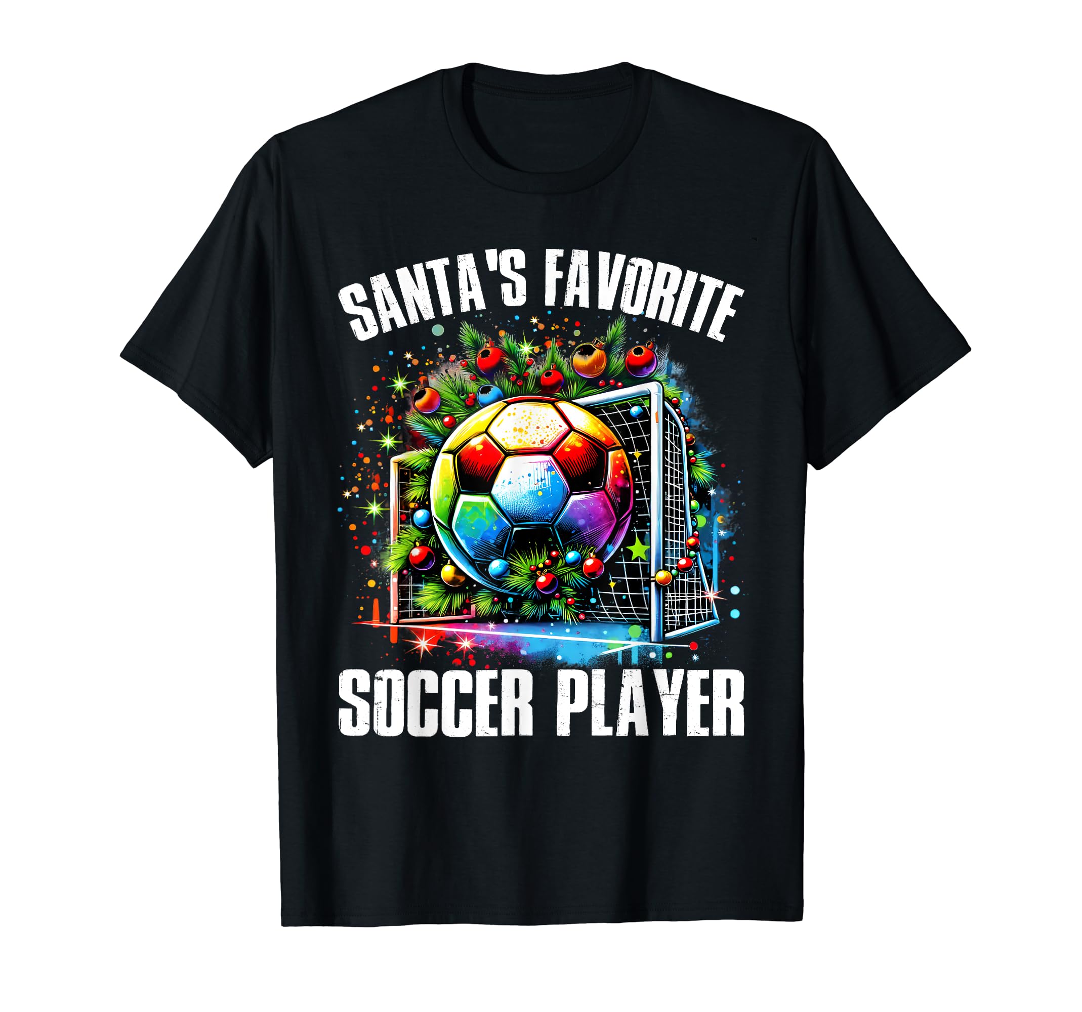 Santas Favorite Soccer Player T-Shirt - Novelty Apparel for Adults