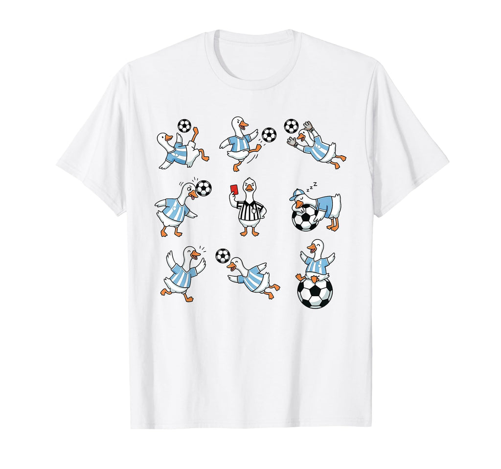 Silly Goose Playing Soccer Goalie T-Shirt - Custom Art Print for Adults