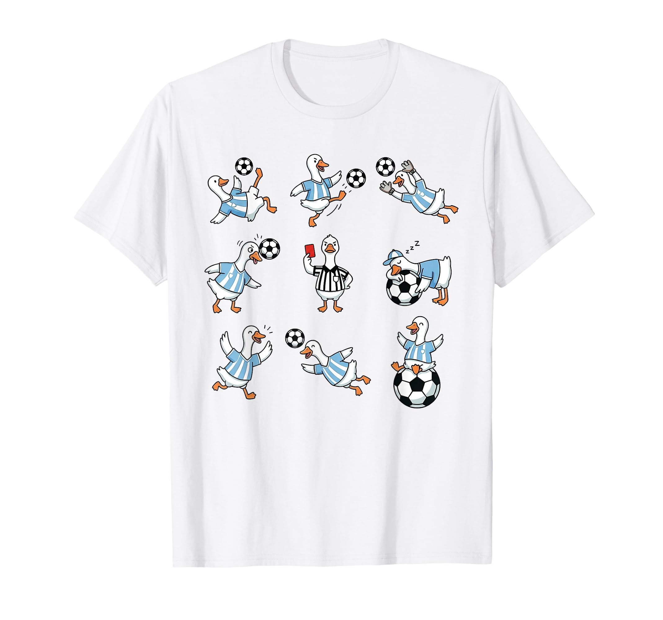 Silly Goose Playing Soccer Goalie T-Shirt - Custom Art Print for Adults
