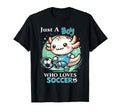 Just Who Loves Soccer Axolotl Football T-Shirt - Trendy Graphic for Adults