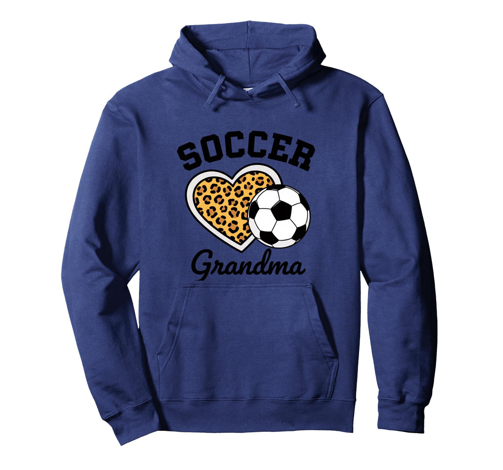 Soccer Grandparent Leopard Heart Hoodie - Fun Novelty Design for Adults