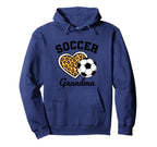 Soccer Grandparent Leopard Heart Hoodie - Fun Novelty Design for Adults