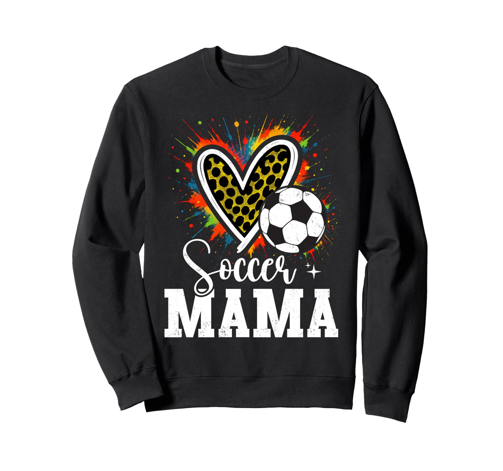 Soccer Mama Leopard Heart Colorful Sweatshirt - Unique Graphic Men Women