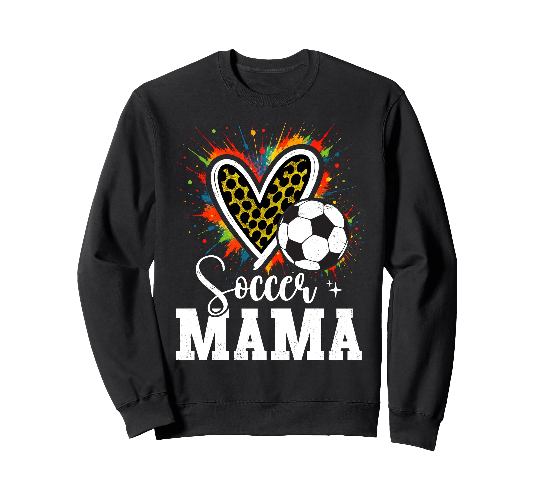 Soccer Mama Leopard Heart Colorful Sweatshirt - Unique Graphic Men Women