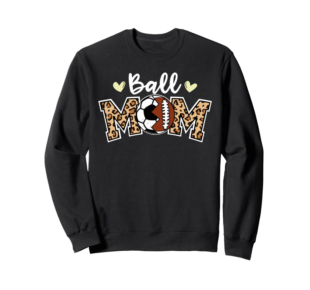 Ball Mom Leopard Funny Soccer Sweatshirt - Streetwear Style Men Women
