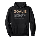Goalie Craziest Player Team Brave Hoodie - Minimalist Print for Adults