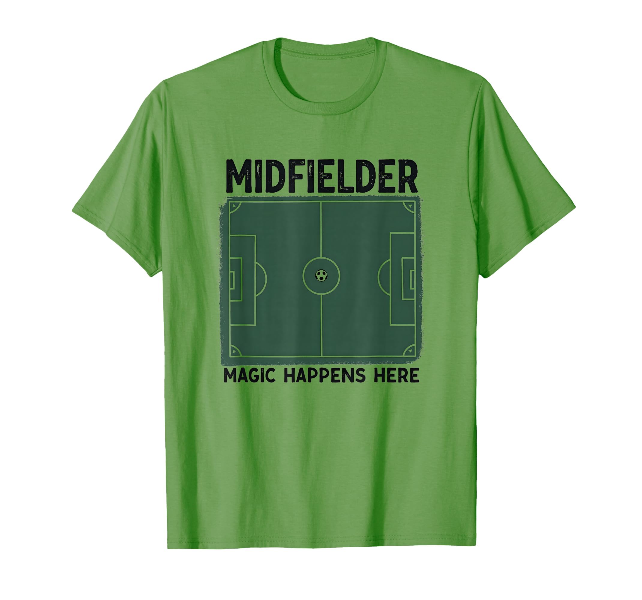 Midfielder Magic Happens Here Soccer T-Shirt - Minimalist Print Unisex