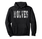 Wolves Mascot Distressed School Sports Name Hoodie - Unique Graphic Unisex