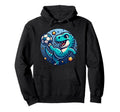 Soccer Player T Rex Dinosaur Kicking Hoodie - Minimalist Print Men Women