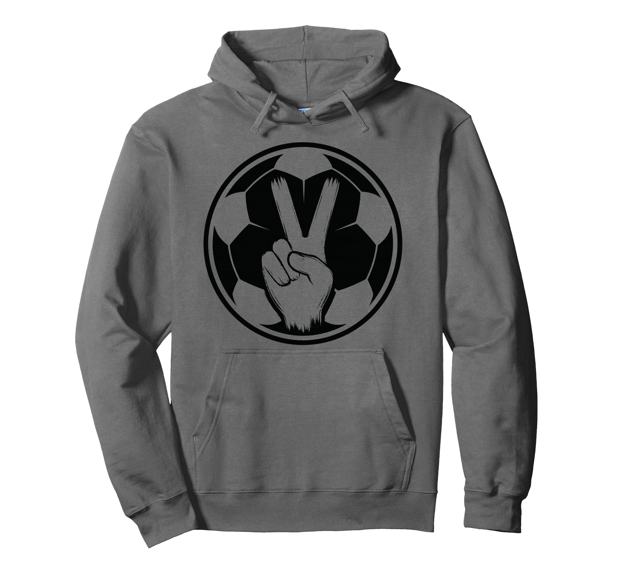 Soccer Peace Sign V Fingers Ball Hoodie - Unique Graphic Unisex