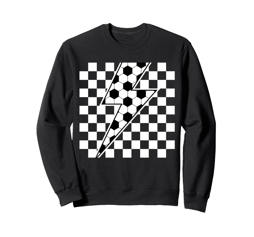Lightning Bolt Checkered Aesthetic Sweatshirt - Minimalist Print Men Women