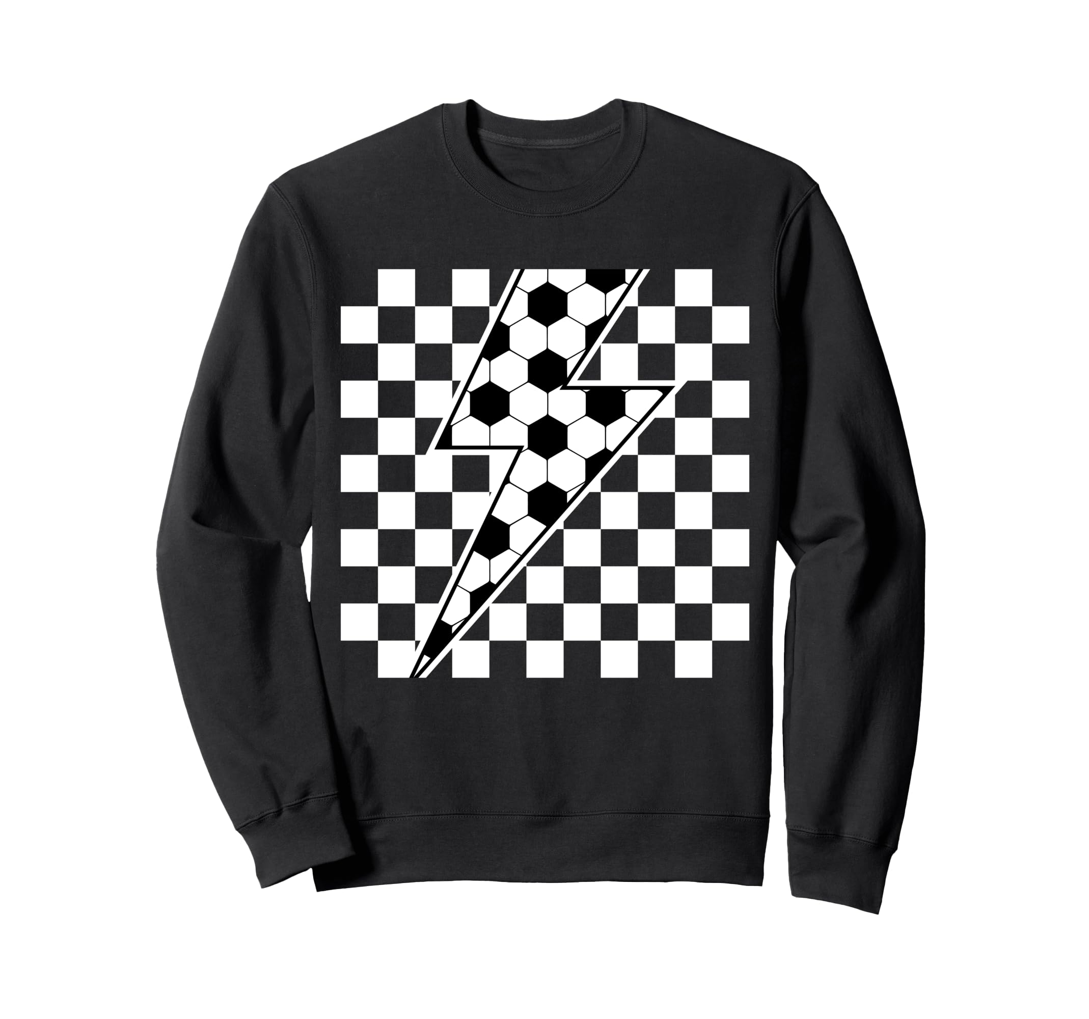 Lightning Bolt Checkered Aesthetic Sweatshirt - Minimalist Print Men Women