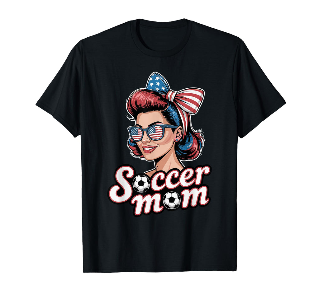 Patriotic Soccer Mom American Flag T-Shirt - Unique Graphic for Adults
