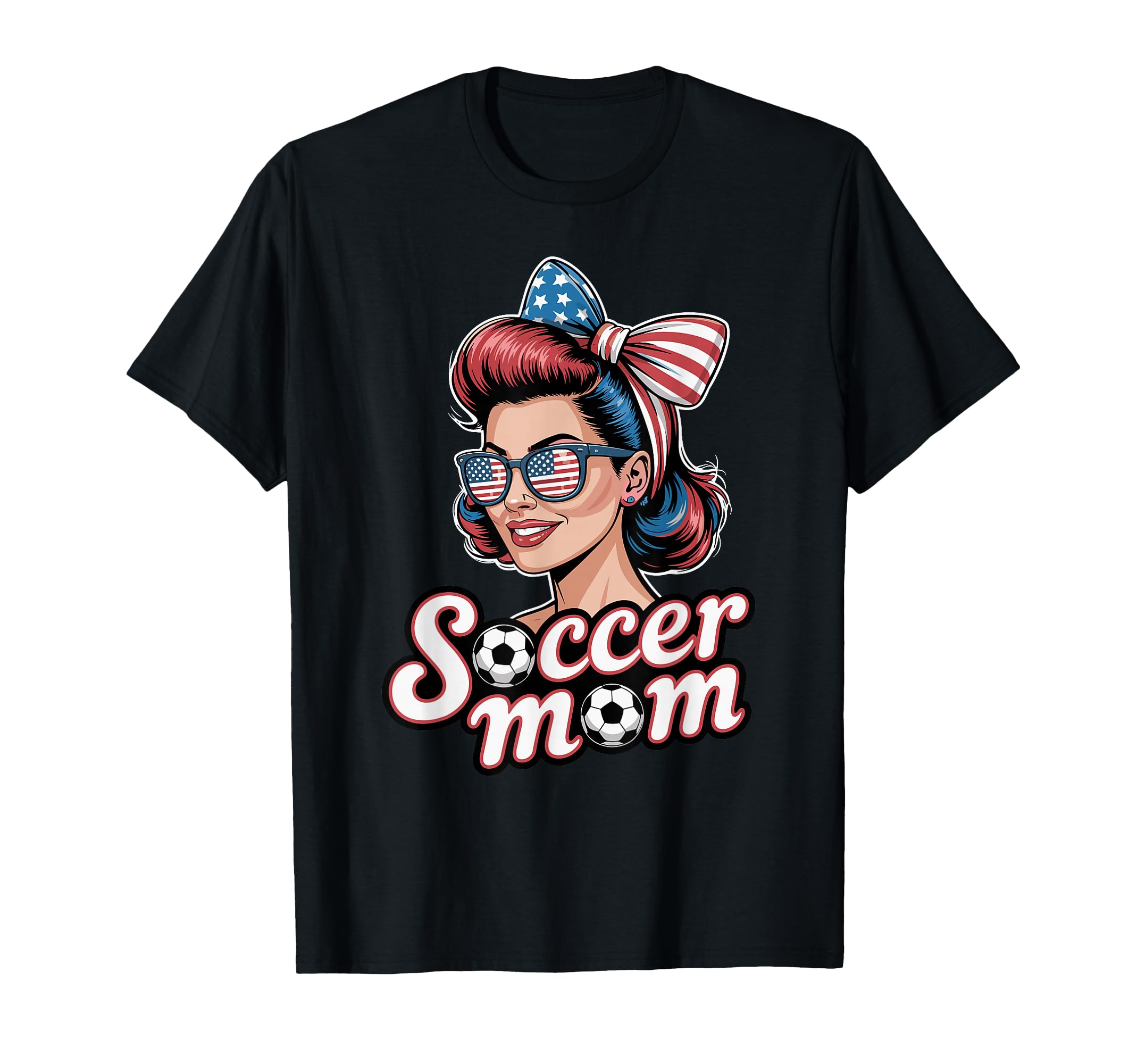 Patriotic Soccer Mom American Flag T-Shirt - Unique Graphic for Adults