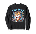 Soccer Player Tiger Kickin It Sweatshirt - Aesthetic Graphic for Adults