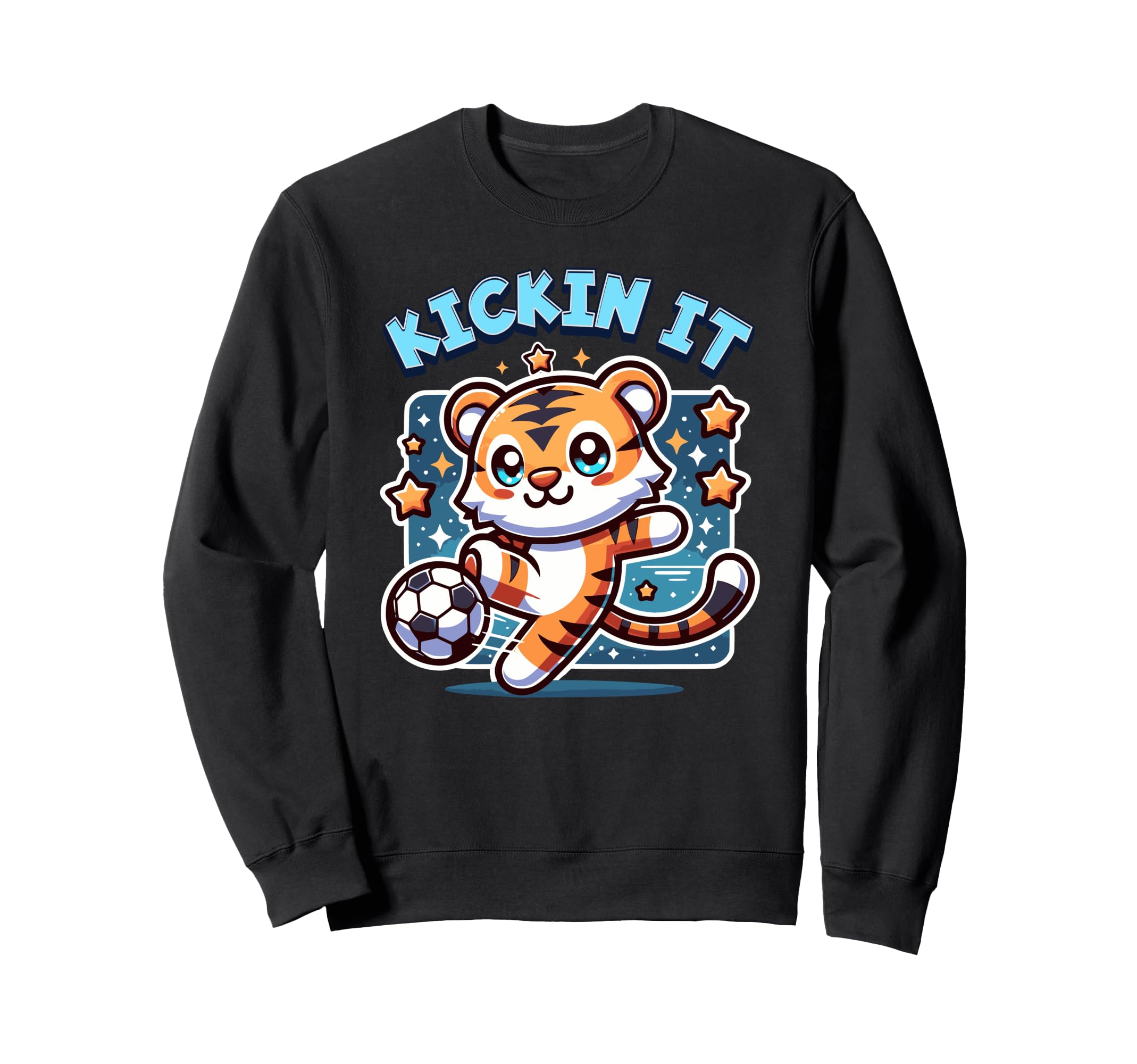 Soccer Player Tiger Kickin It Sweatshirt - Aesthetic Graphic for Adults