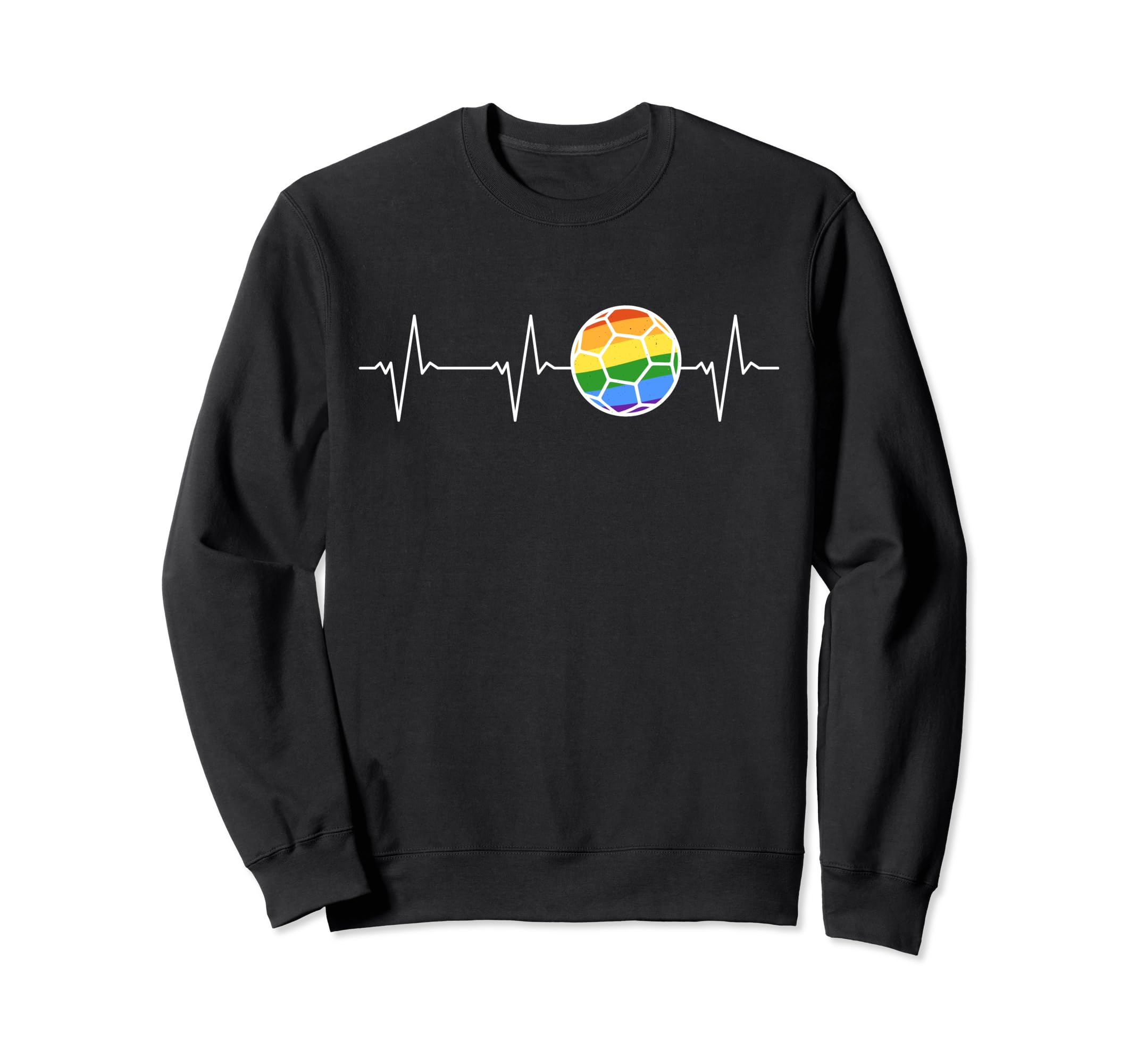 Soccer Rainbow Flag Heartbeat Ball Sweatshirt - Minimalist Print Unisex