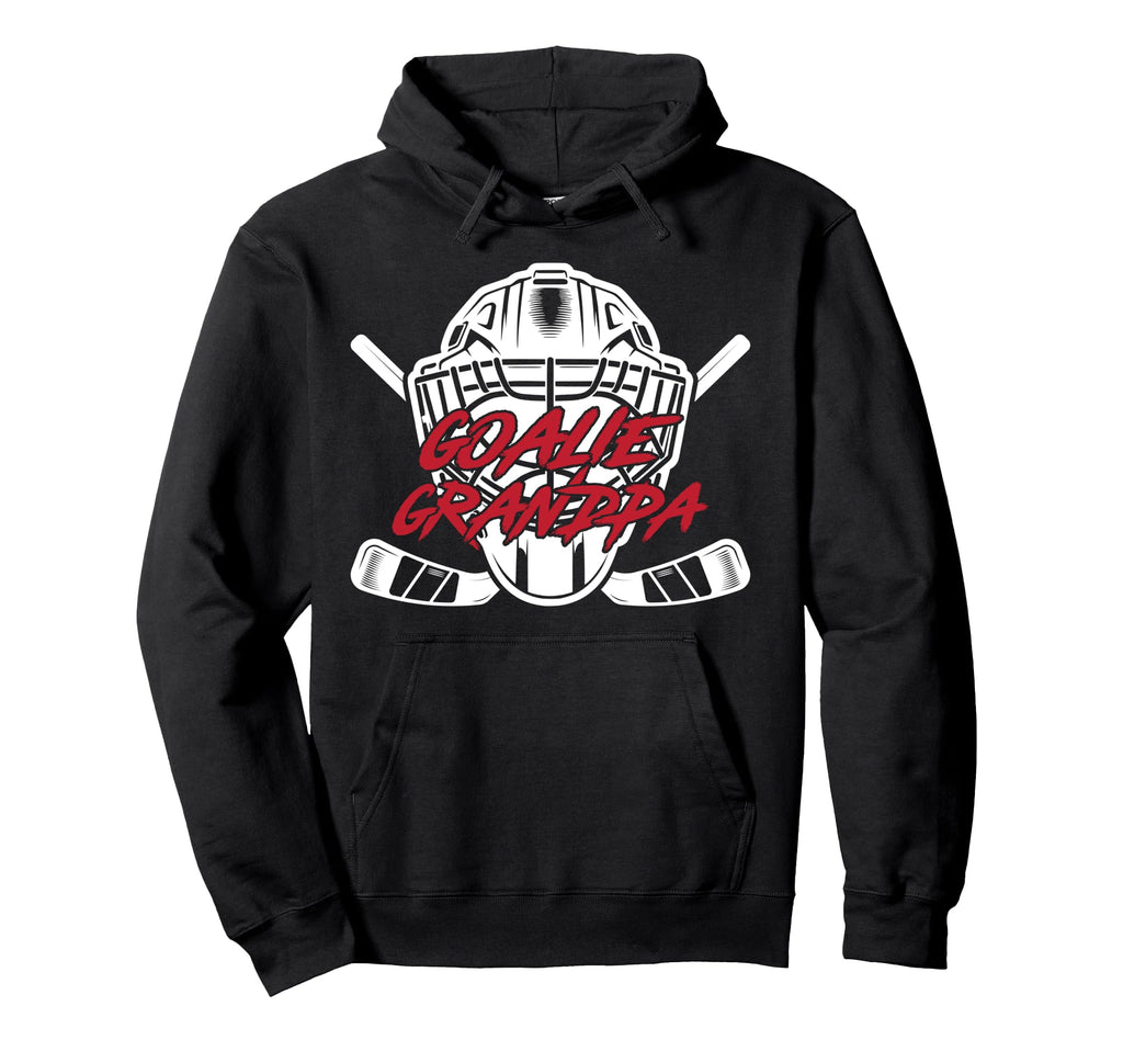 Ice Hockey Goalie Grandpa Hockey Hoodie - Minimalist Print for Adults