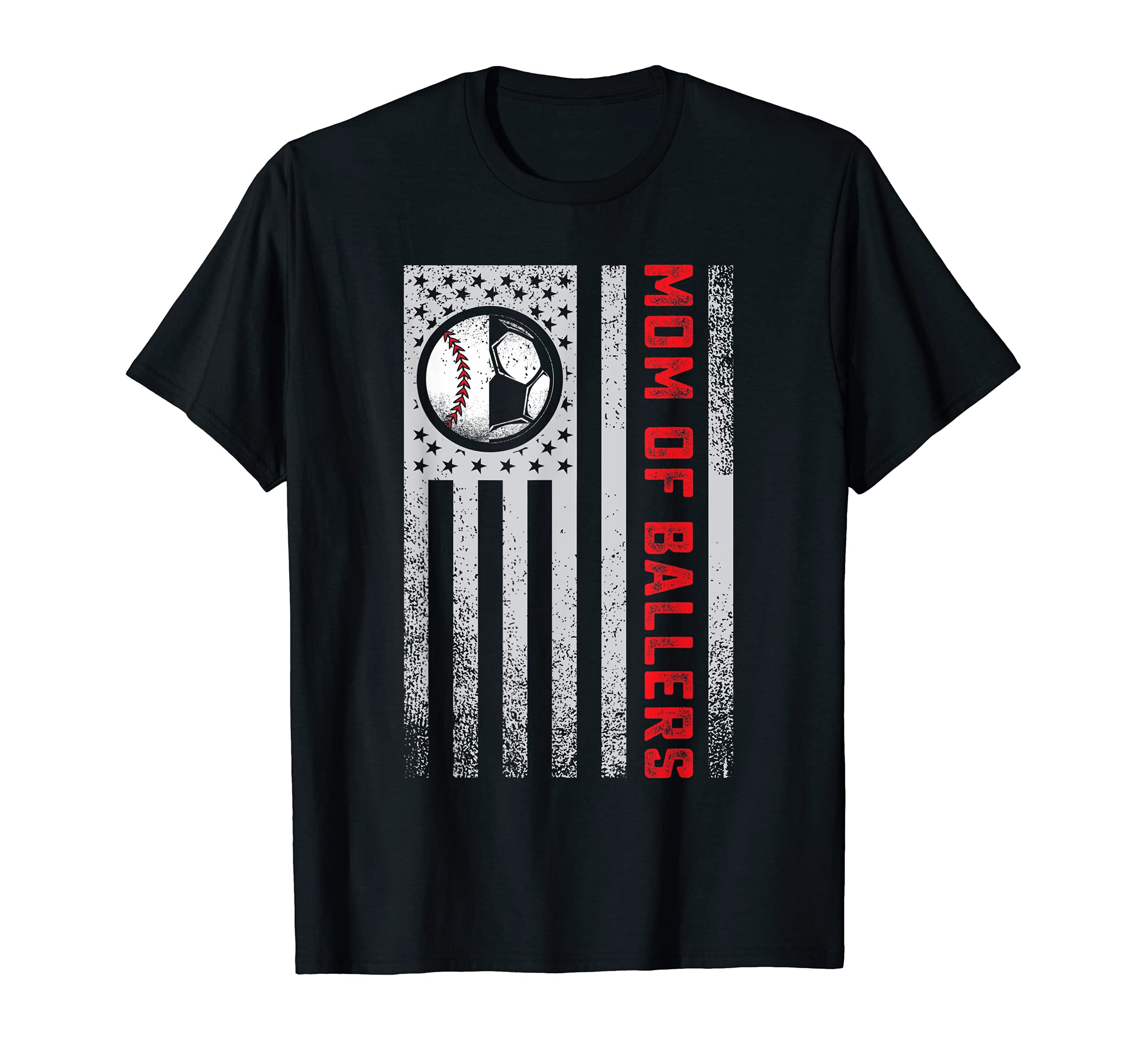 American Flag Mom Soccer Daughter Son T-Shirt - Graphic Print Men Women