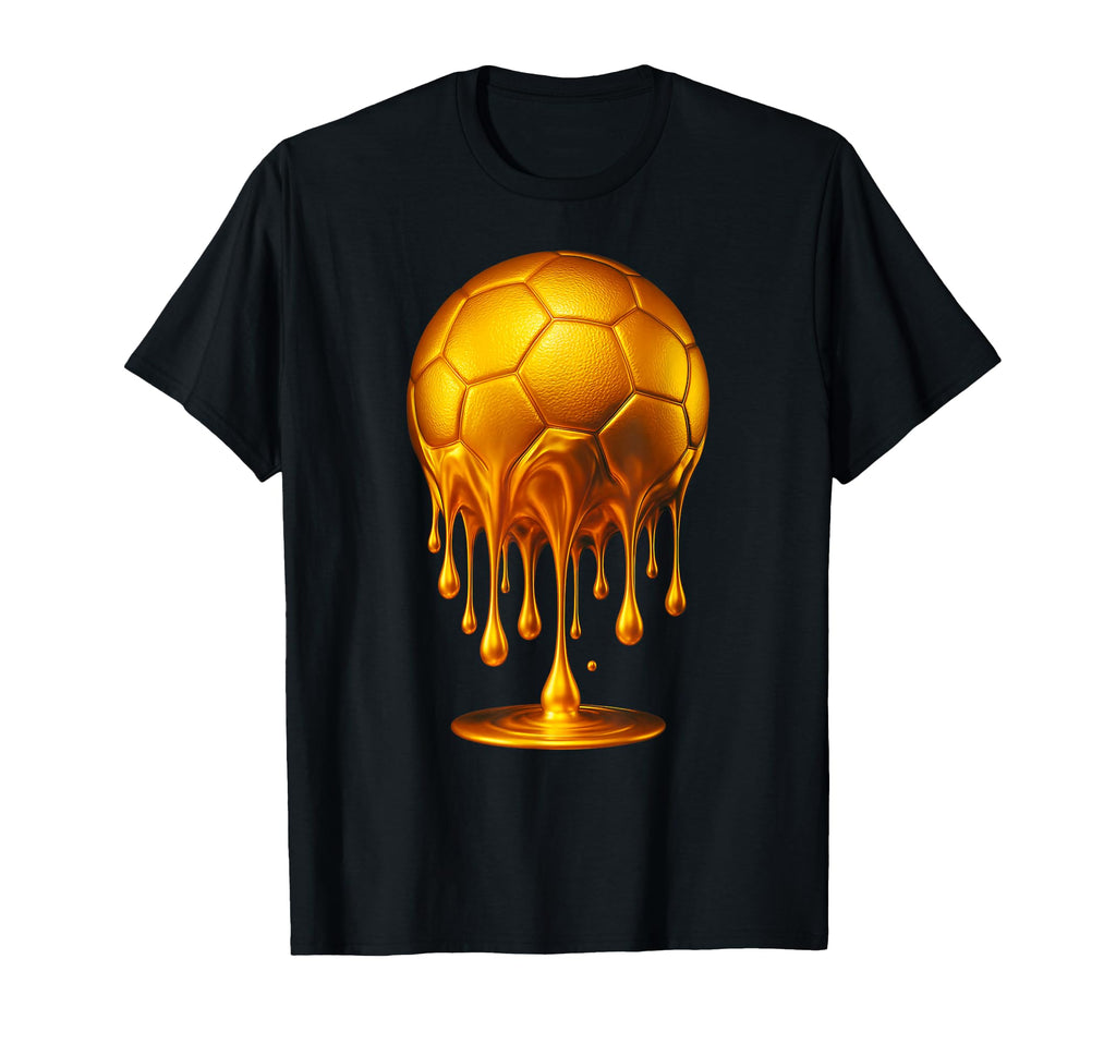 Gold Soccer Ball Dripping Gold T-Shirt - Aesthetic Graphic Men Women