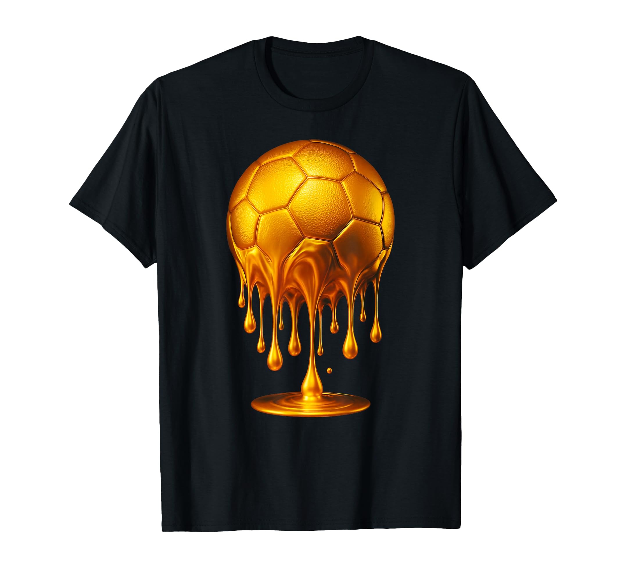 Gold Soccer Ball Dripping Gold T-Shirt - Aesthetic Graphic Men Women