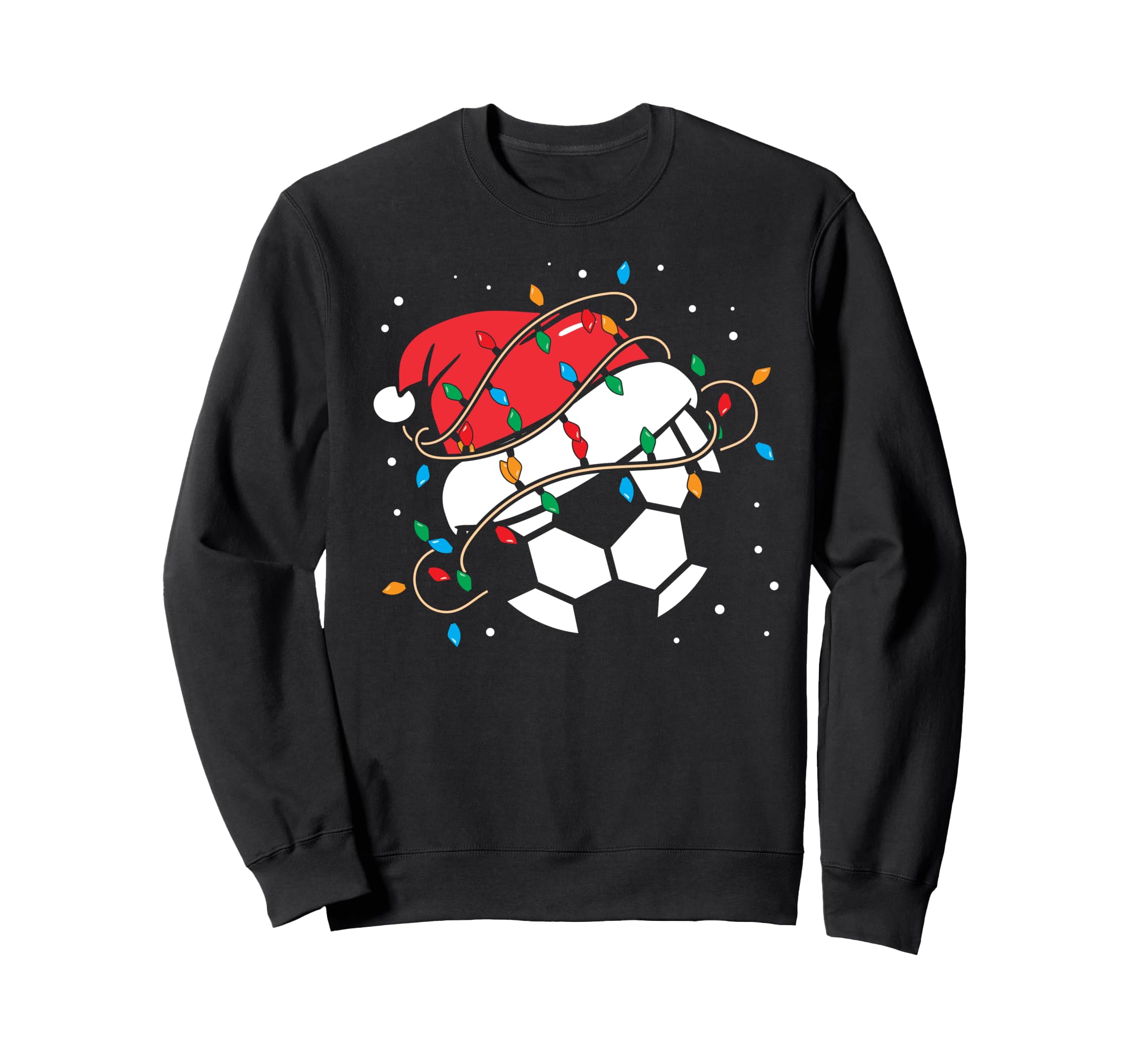 Soccer Ball Santa Hat Lights Sweatshirt - Casual Everyday Wear Men Women