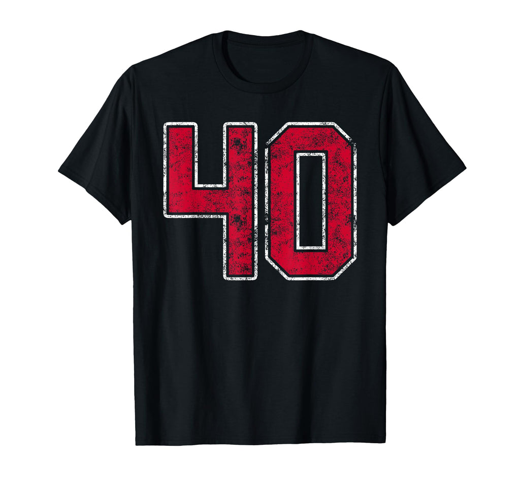 Grunge Red White Number 40 Jersey T-Shirt - Streetwear Style for Adults