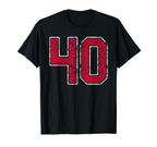 Grunge Red White Number 40 Jersey T-Shirt - Streetwear Style for Adults