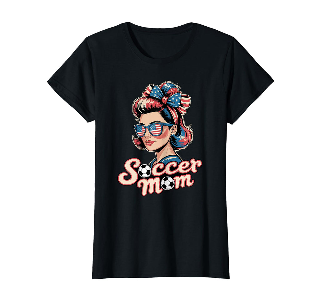 Patriotic Soccer Mom American Flag T-Shirt - Fun Novelty Design Men Women