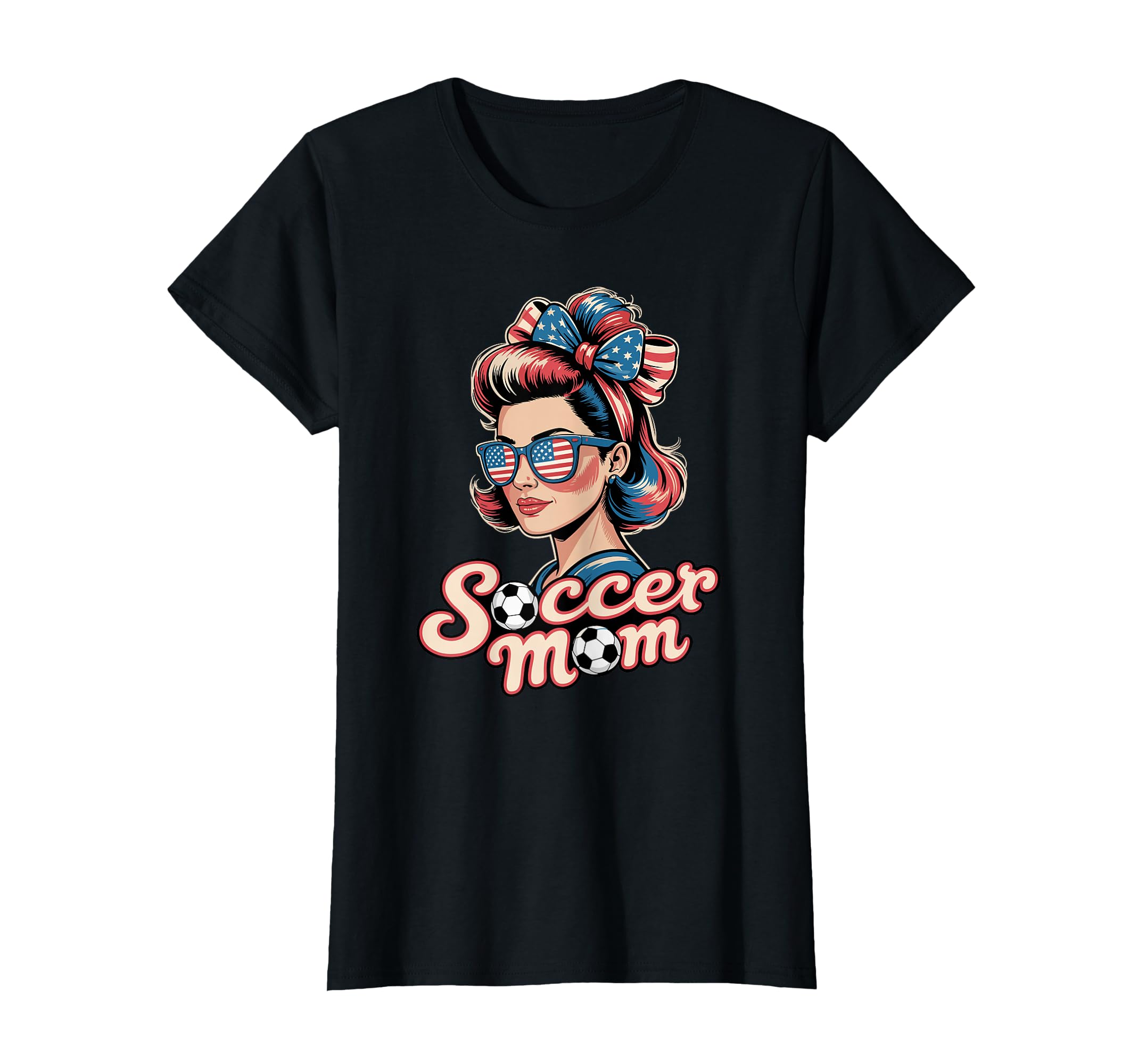 Patriotic Soccer Mom American Flag T-Shirt - Fun Novelty Design Men Women
