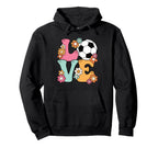 Groovy Soccer Love Soccer Lover Teens Hoodie - Graphic Print Unisex
