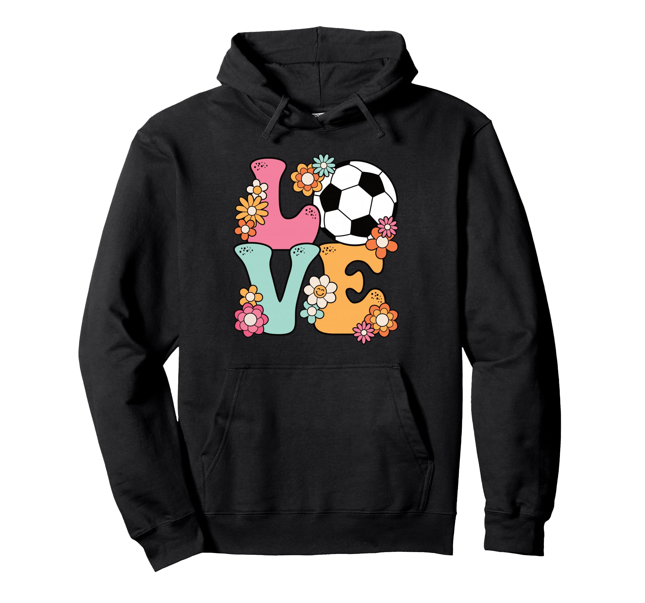Groovy Soccer Love Soccer Lover Teens Hoodie - Graphic Print Unisex