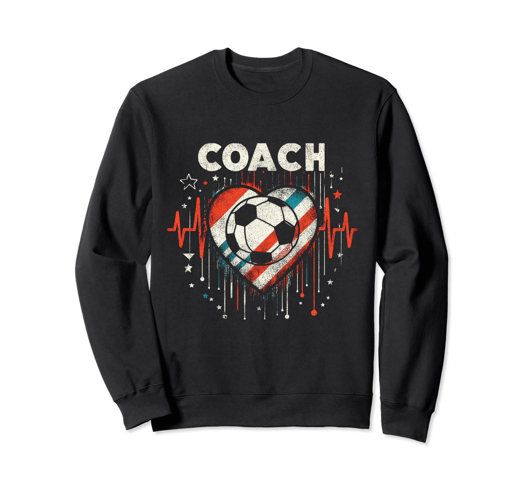 Soccer Coach Training Heart Beat Sweatshirt - Custom Art Print Unisex