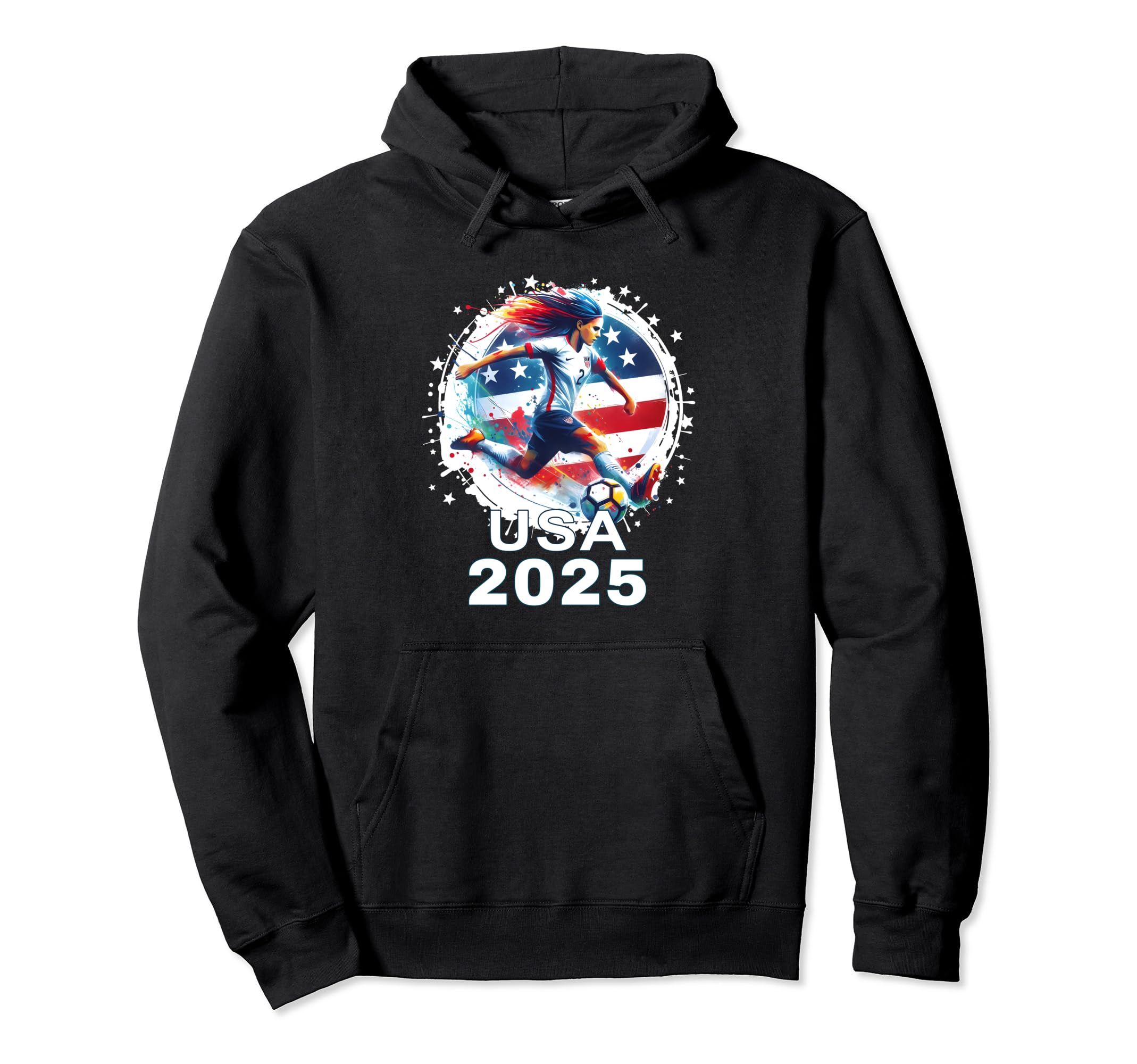 American Flag Soccer Womens Soccer Hoodie - Graphic Print for Adults