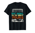 Distressed Soccer Fan Goalie Coach T-Shirt - Minimalist Print for Adults