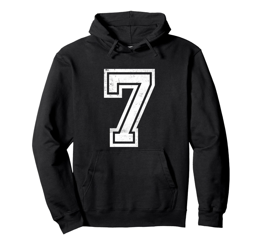Number 7 Sport White Varsity Number Hoodie - Casual Everyday Wear Men Women