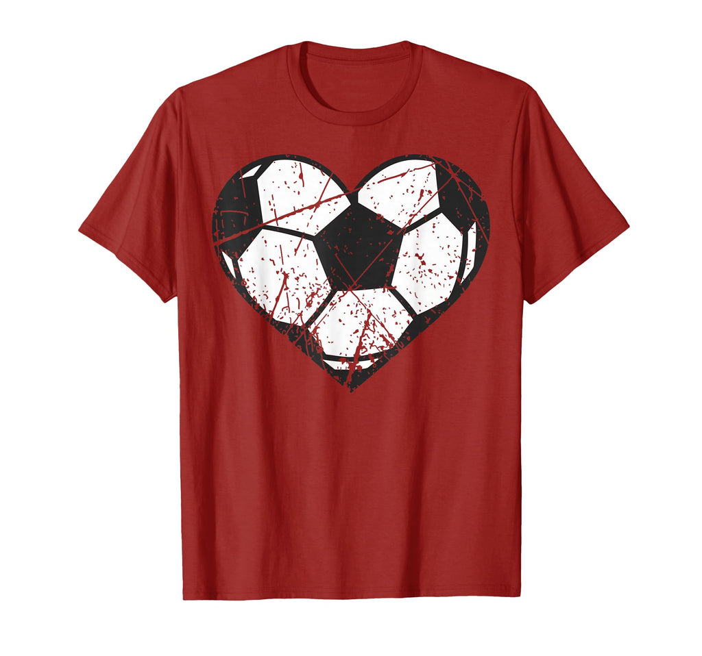Soccer Ball Heart Valentines Day T-Shirt - Casual Everyday Wear Men Women