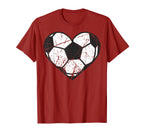 Soccer Ball Heart Valentines Day T-Shirt - Casual Everyday Wear Men Women