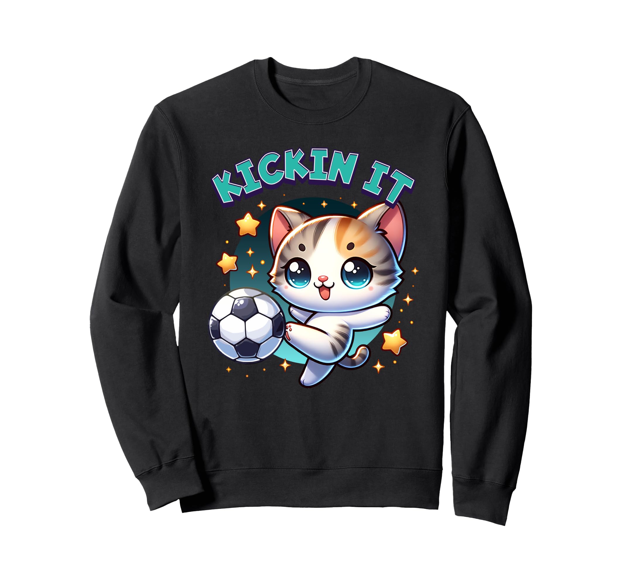 Kickin It Soccer Player Kitten Kitty Sweatshirt - Minimalist Print Unisex