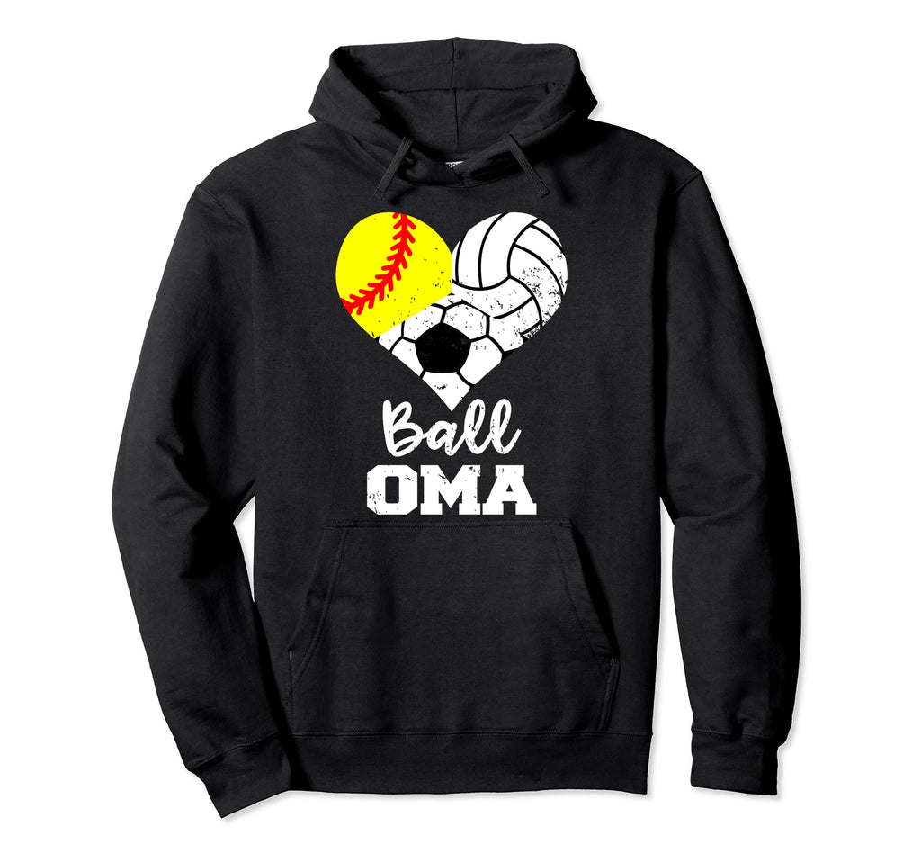 Ball Oma Heart Funny Softball Hoodie - Casual Everyday Wear for Adults