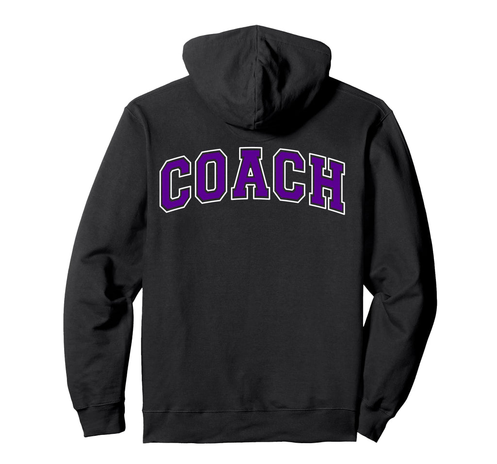Coach Sports Trainer Purple White Back Hoodie - Unique Graphic for Adults