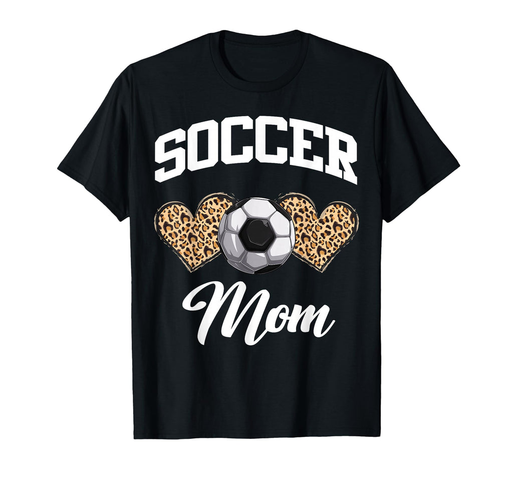 Soccer Leopard Heart Soccer Mom Soccer T-Shirt - Novelty Apparel Unisex
