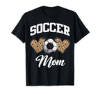 Soccer Leopard Heart Soccer Mom Soccer T-Shirt - Novelty Apparel Unisex